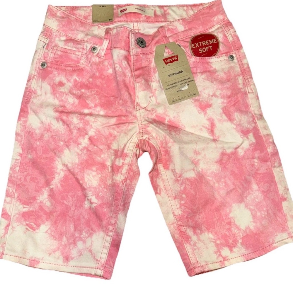 Levi’s Bermuda Pink And White Shorts Size 12 Regular Girls New With Tags